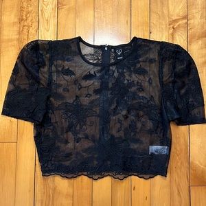 Windsor Black Sheer Butterfly Crop Top Small